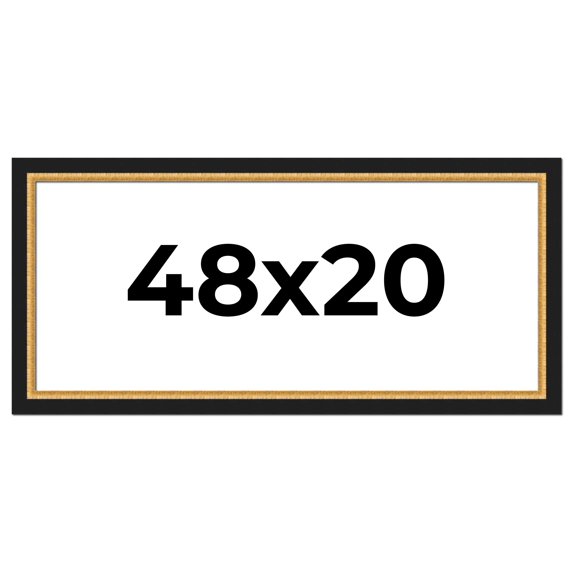 48x20 Frame Gold Real Wood Picture Frame Width 2.25 Inches | Interior Frame Depth 0.5 Inches |