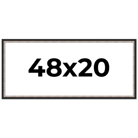 48x20 Frame Silver Real Wood Picture Frame Width 1.25 Inches | Interior Frame Depth 0.75 Inches |