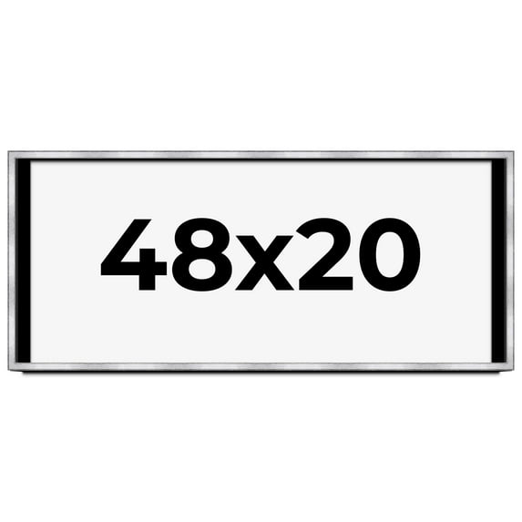 48x20 Shadow Box Frame Silver | 1.375 Inches Deep Real Wood Contemporary Shadowbox Display Frame |