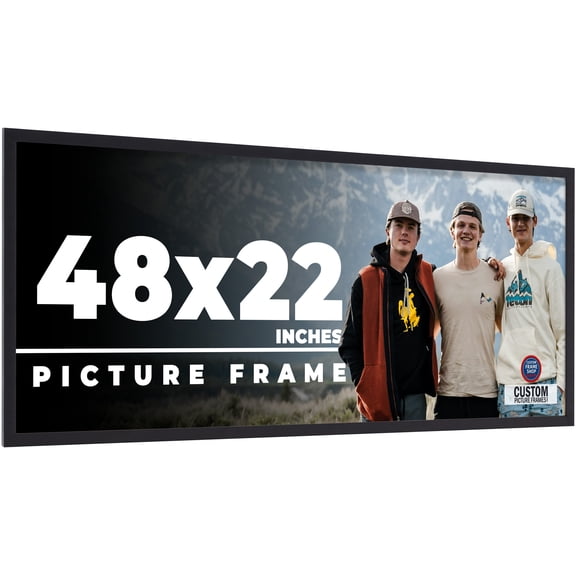 48x22 Frame Black Real Wood Picture Frame Width 0.75 inches | Interior Frame Depth 0.5 inches |