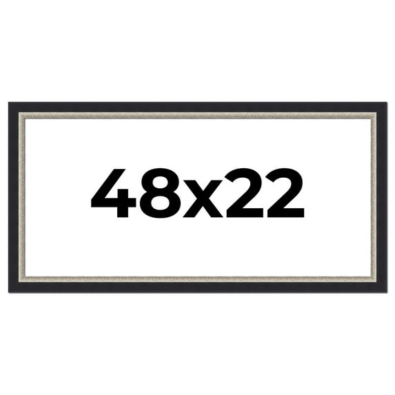 48x22 Frame Black Real Wood Picture Frame Width 2.25 Inches | Interior Frame Depth 0.5 Inches |
