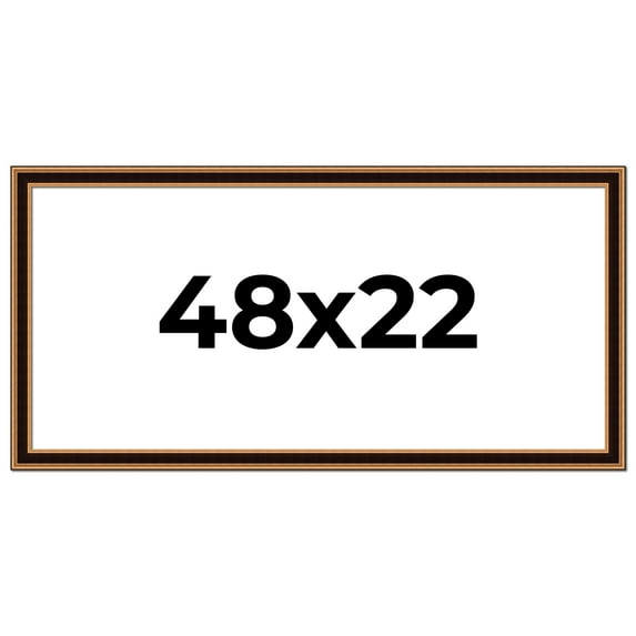48x22 Frame Gold Brown Plein Air Vintage Solid Wood Picture Frame | 1.75 Inches Moulding Width |