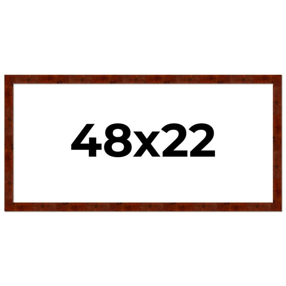 48x22 Walnut Brown Veneer Real Wood Picture Frame Width 1.75 inches | Interior Frame Depth 0.5