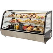 48 Commercial Refrigerated Bakery Display Case   Curved Glass Countertop Pastry Display Refrigerator, NSF Certified, LED Lighting, Adjustable Shelves, Stainless Steel Base