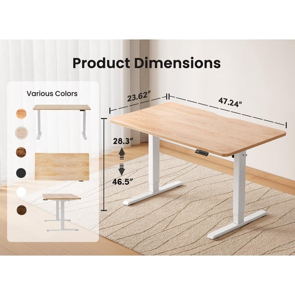 48x24 Electric Standing Desk Converter Ergonomic Height Adjustable Sit Stand Office Table with Smart Memory Anti-Collision