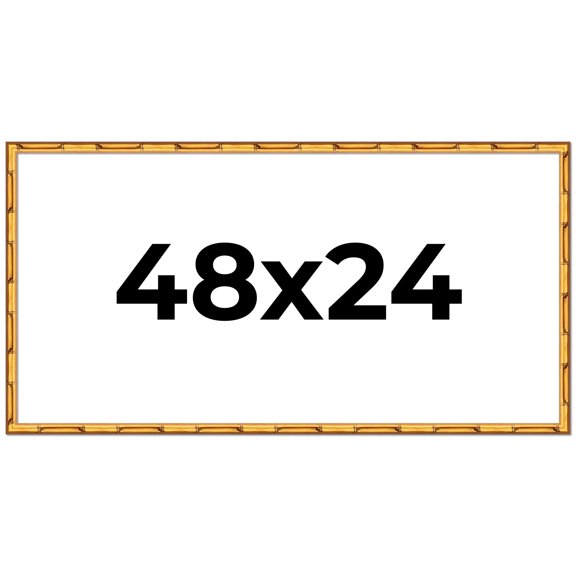 48x24 Frame Gold Bamboo Picture Frame - Complete Modern Photo Frame Includes UV Acrylic Shatter