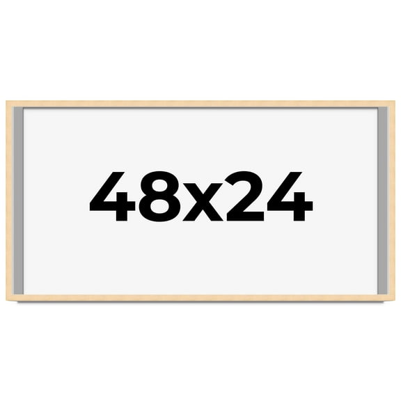 48x24 Frame Natural Wood Picture Frame | 0.75 Inch Moulding Width | with UV Acrylic Plexiglass,
