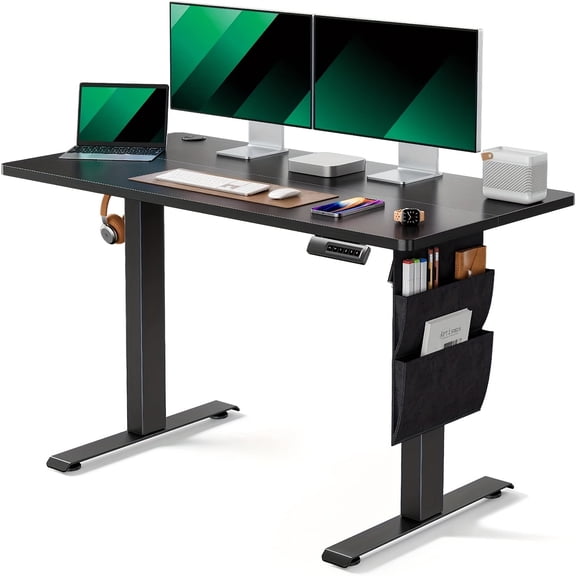 48x24 Inch Ergonomic Standing Desk, 176LBS Load Height Adjustable Computer Desk with Storage Bag & Memory Function, Home Office Sit Stand Workstation