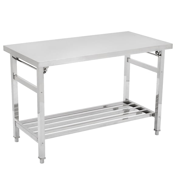 48x24 Inch NSF Stainless Steel Folding Table Heavy-Duty Commercial Prep Table for Kitchen, Restaurant & Home, 500 lbs Capacity with Adjustable Undershelf, Easy to Assemble