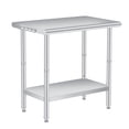 thumbnail image 1 of 48x24 Inch Stainless Steel Table with & Hooks – Commercial Kitchen Prep Table for Restaurant. Home & Hotel. Heavy-Duty Workstation with Adjustable Undershelf &  Guard, 1 of 7