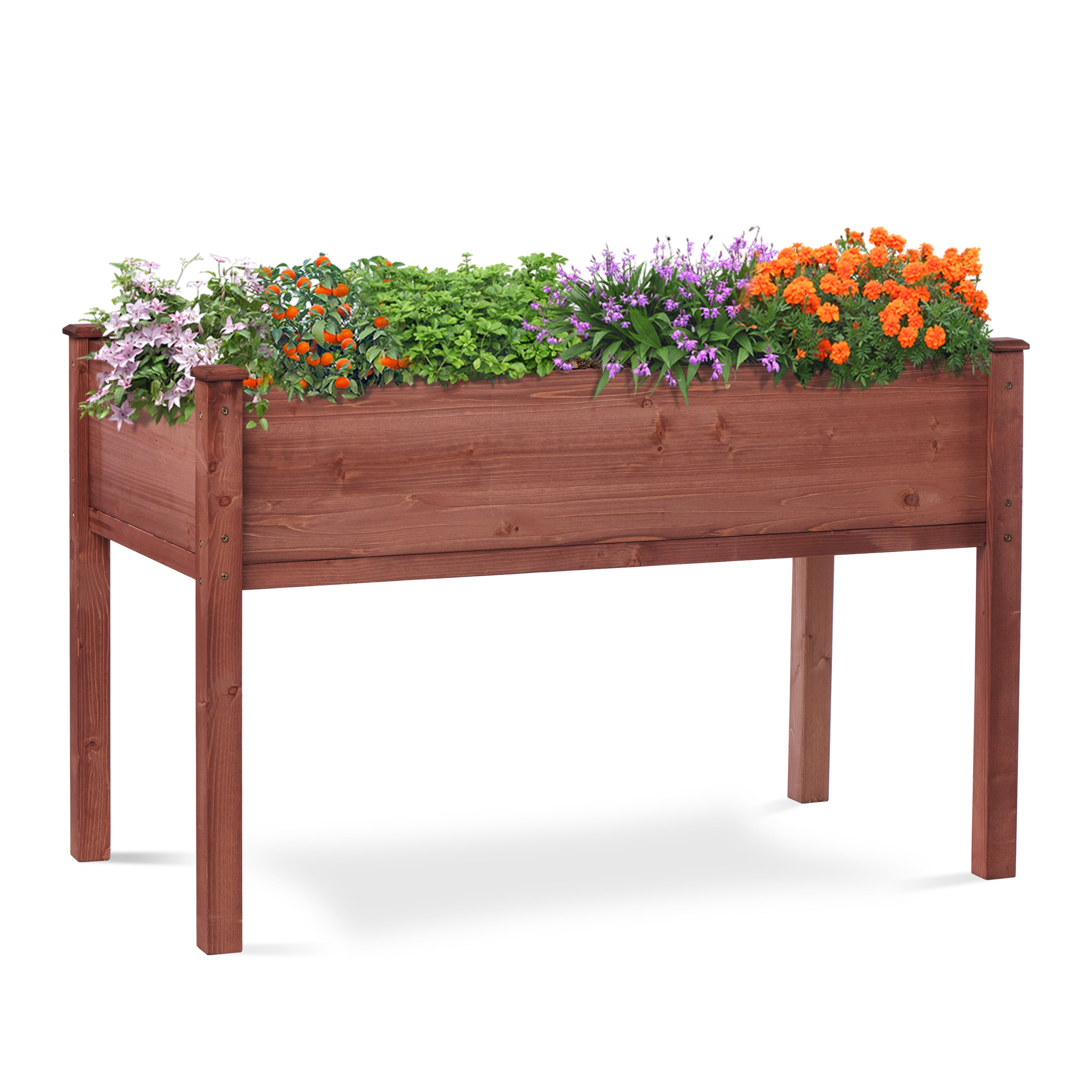 48x24x30 inch Raised Garden Bed with Legs, Elevated Wooden Planter Box for Outdoor Plants Herbs