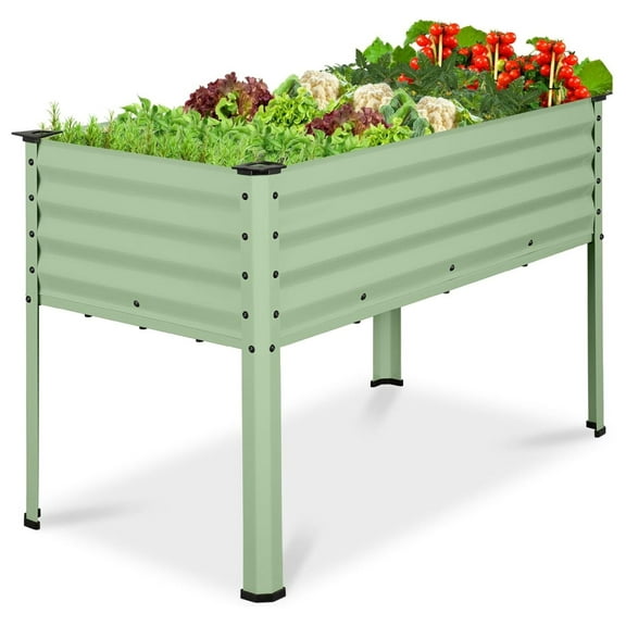 48x24x30in Galvanized Raised Garden Bed, Metal Elevated Planter Box, Vegetable Garden for Backyard, Patio, Balcony - Sage Green