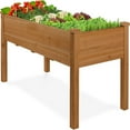 thumbnail image 1 of 48x24x30in Raised Garden Bed, Elevated Wood Planter Box Stand for Backyard, Balcony, Patio w/Bed Liner, 200lb Capacity - Acorn Brown, 1 of 5