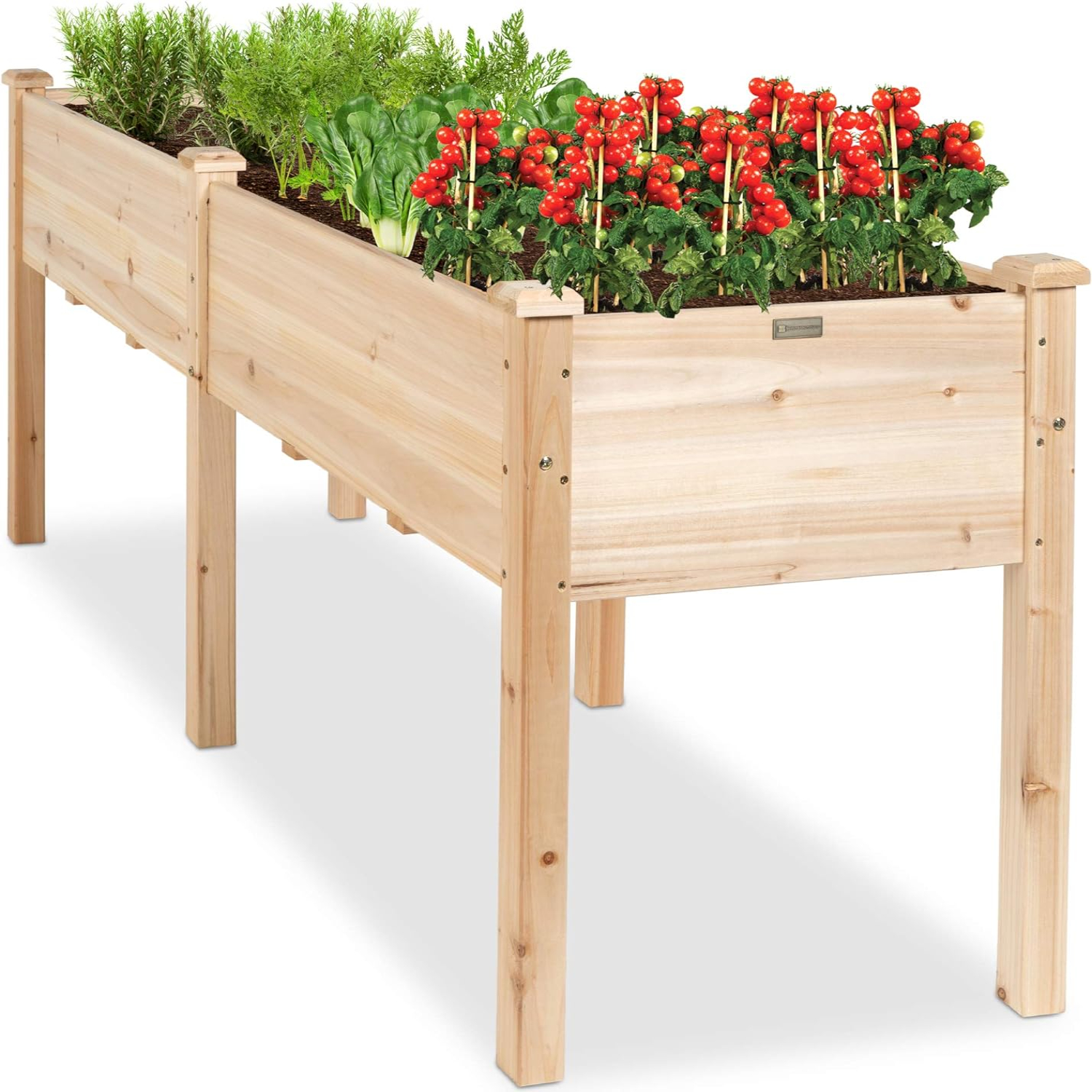 48x24x30in Raised Garden Bed Elevated Wood Planter Box Stand for