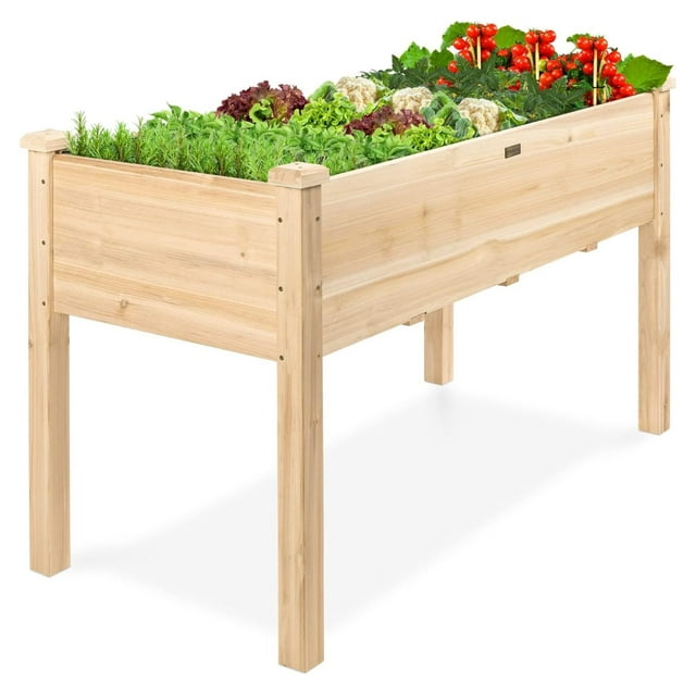 48x24x30in Raised Garden Bed, Elevated Wood Planter Box Stand for