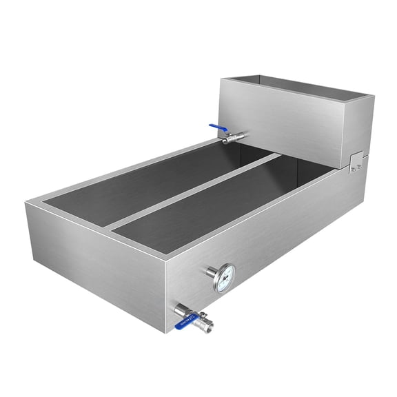 Maple Syrup Evaporator Pan, 304 Stainless Steel with 2 Valves & 1 Thermometer & 1 Divided Pan for Efficient Boiling, 48x24x18.5 Inch