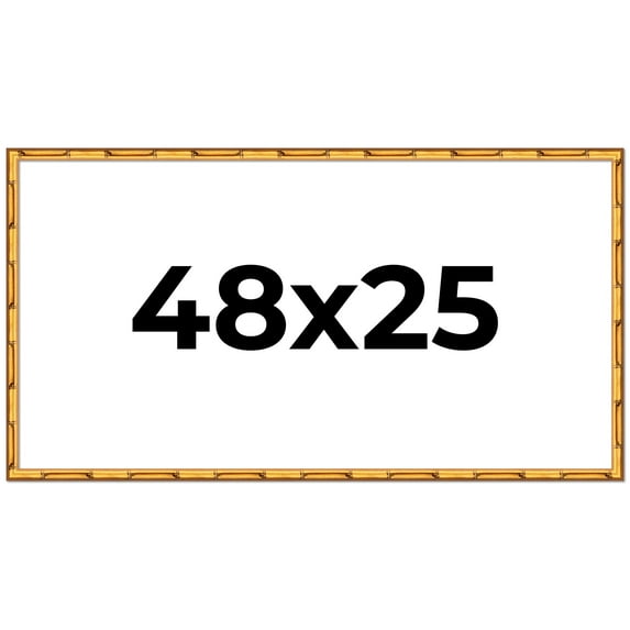 48x25 Frame Gold Bamboo Picture Frame - Complete Modern Photo Frame Includes UV Acrylic Shatter