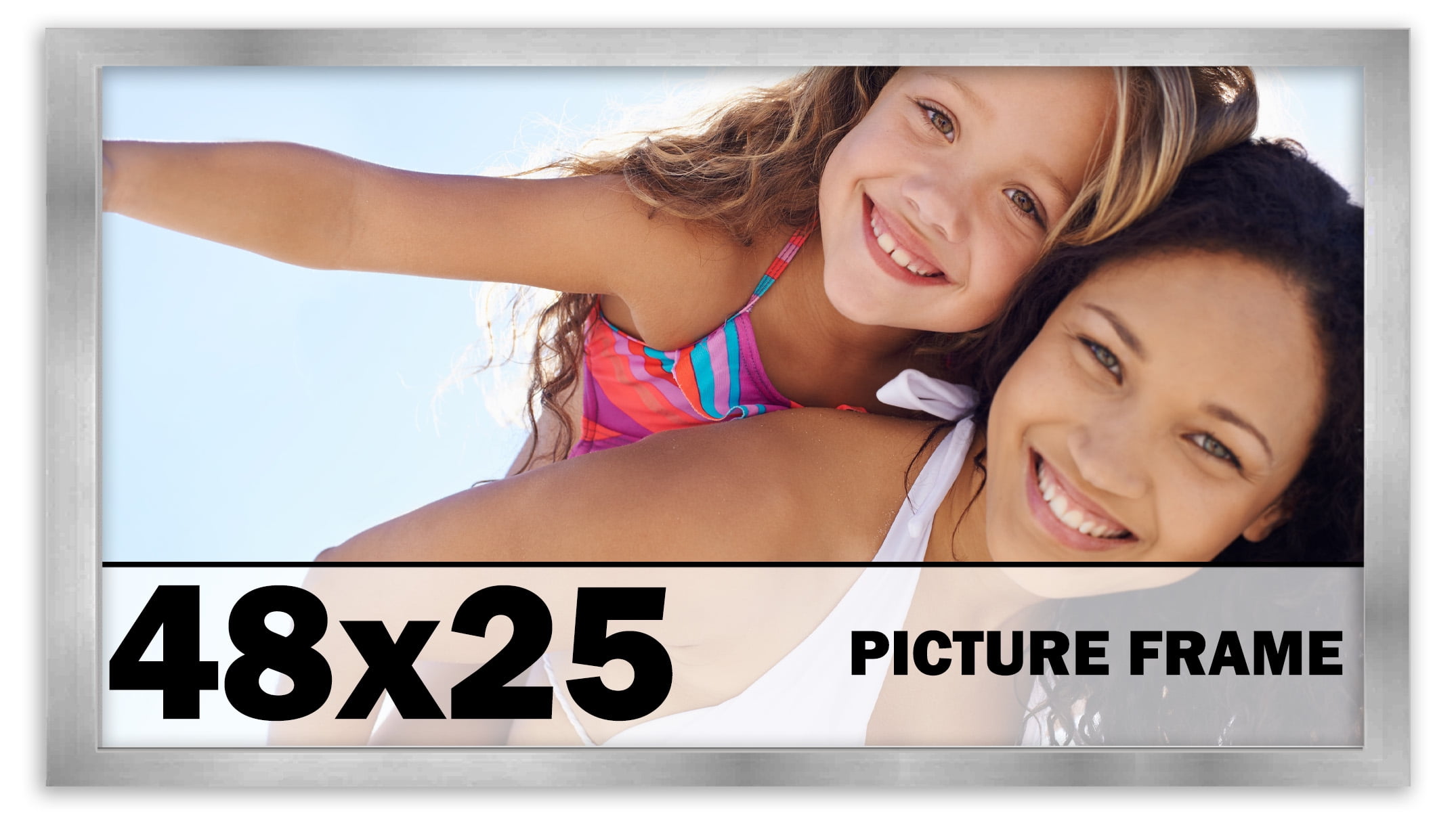 48x25 Frame Silver Stainless Steel Solid Wood Picture Frame | 0.75 Inch ...