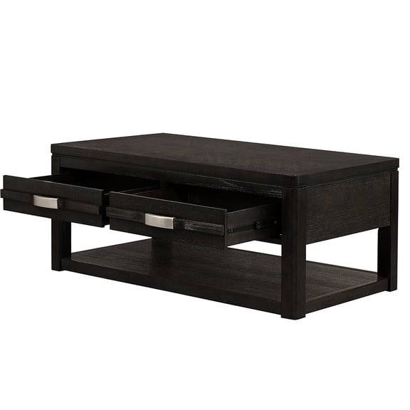 48x26x20" Rectangular Wood And Metal Cocktail Table, With Hidden Drawers Shelf, Enhances Modern Living Room Ambiance Stylish Table Inlay Body, 48x26x20", Includes Shelf For A