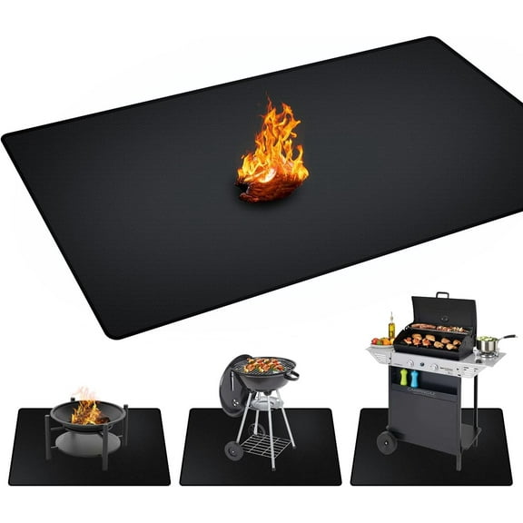 48x30 Inch Under Grill Mats, Double-Sided Fireproof, Oil & Waterproof Protective Mat for Outdoor Grill, BBQ Fire Pit Deck Patio Grass Protector Pad