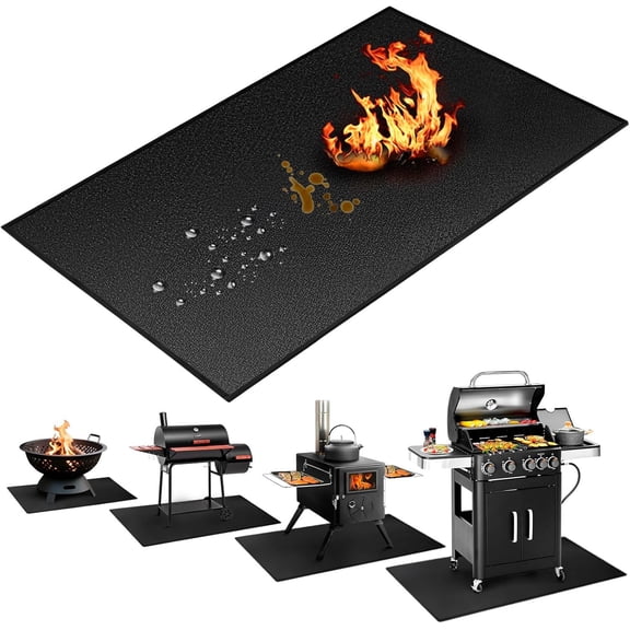 48x30 inch Under Grill Mats for Outdoor Grill, Double-Thickened Fireproof Patio Deck Protector Mat, Oil-Proof BBQ Mat for Under Grill, Fireplace/Fire Pit Mat Grill Floor Pads