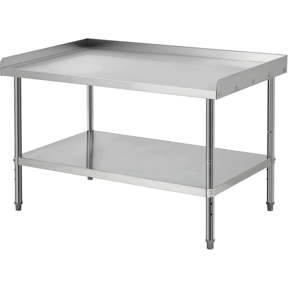 48x30x30 In Stainless Steel Grill Stand Table Adjustable Legs 400 lb NSF-Certified Spill-Proof Edge