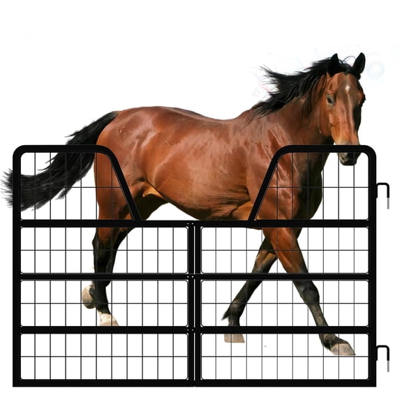 48x32 In Stable Door,Horse Stall Gate Featuring Two Layer Grid,Thick Iron Frame Prevents Warping,Horse Stall Guard For Training Ground Or Wash Rack,Black