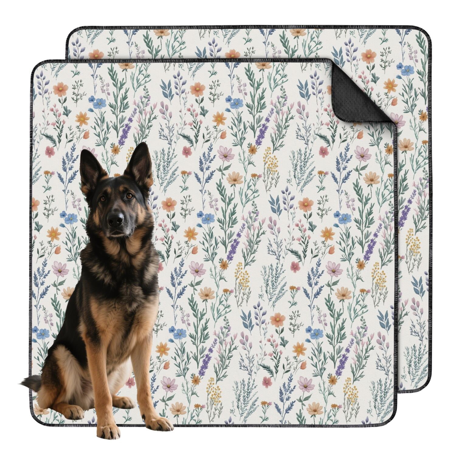 48x48 Inch Reusable Puppy Pad with Attractive Flower Pattern, Highly Absorbent Washable Mat for Pet Training, Durable for Indoor and Crate Use.