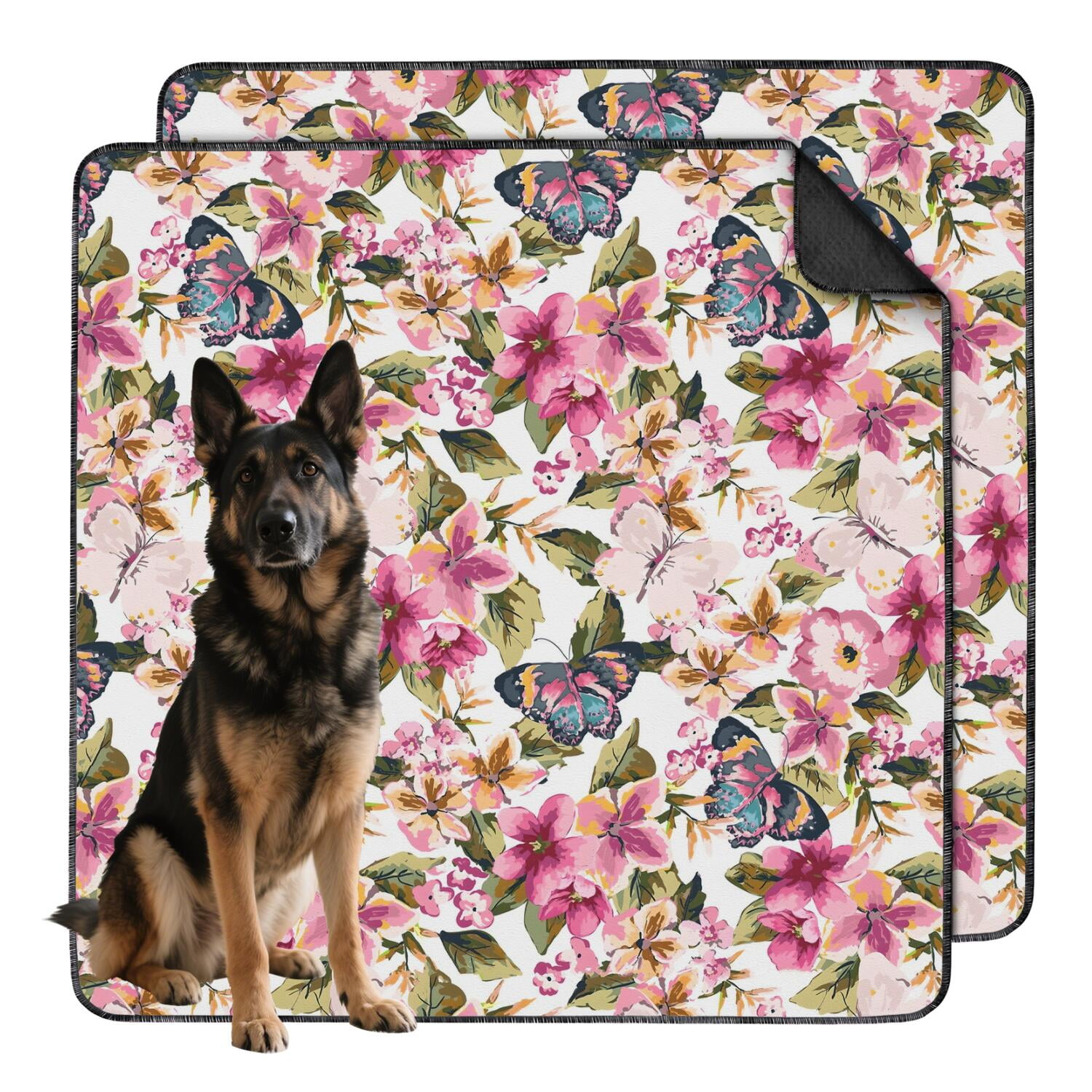48x48 Inch Washable Dog Pad 2-Pack, Highly Absorbent Reusable Puppy Potty Training Mat with Leak-Proof Base, Non-Slip for Indoor Use, Floral