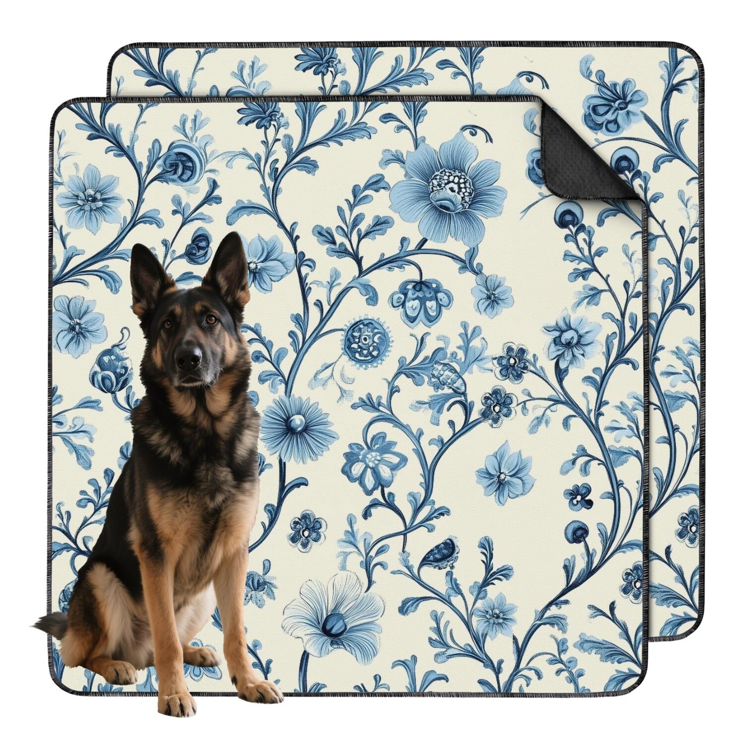 48x48 Inch Washable Pet Pad 2-Pack, Highly Absorbent Reusable Puppy Potty Training Mat with Leak-Proof Base, Non-Slip for Indoor Use, Floral