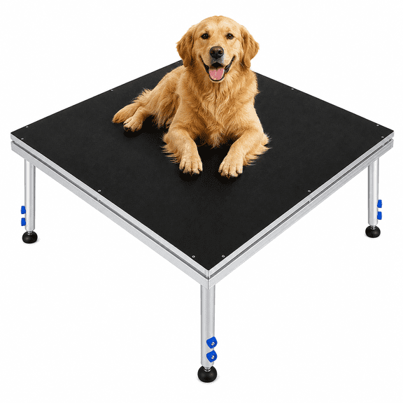 48x48 in Portable Stage Platform, Aluminum 24-41 in Adjustable Foldable Leg Stage Riser, Modular Stage for Church Wedding School DJ Party Events