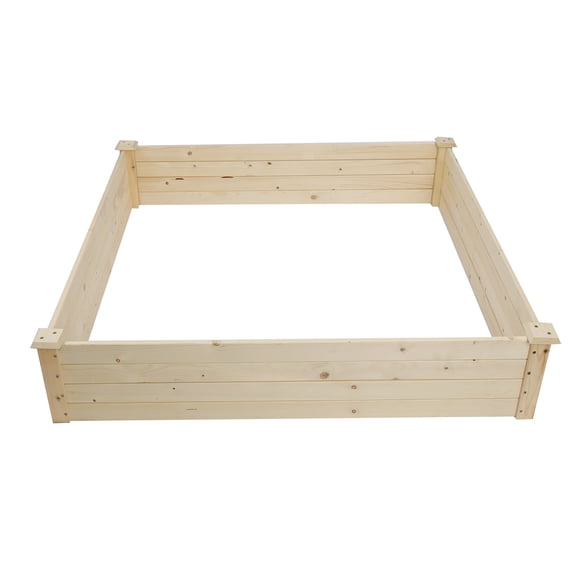 48x48x10in Outdoor Wooden Raised Garden Bed Planter for Vegetables, Grass, Lawn, Yard - Natural
