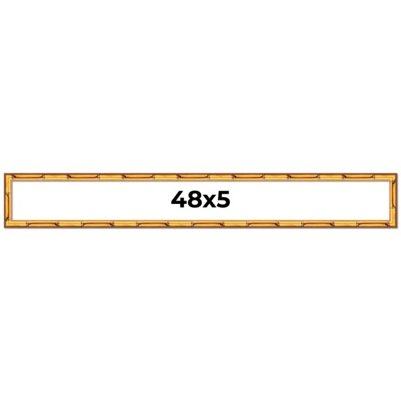 48x5 Frame Gold Bamboo Picture Frame - Complete Modern Photo Frame Includes UV Acrylic Shatter
