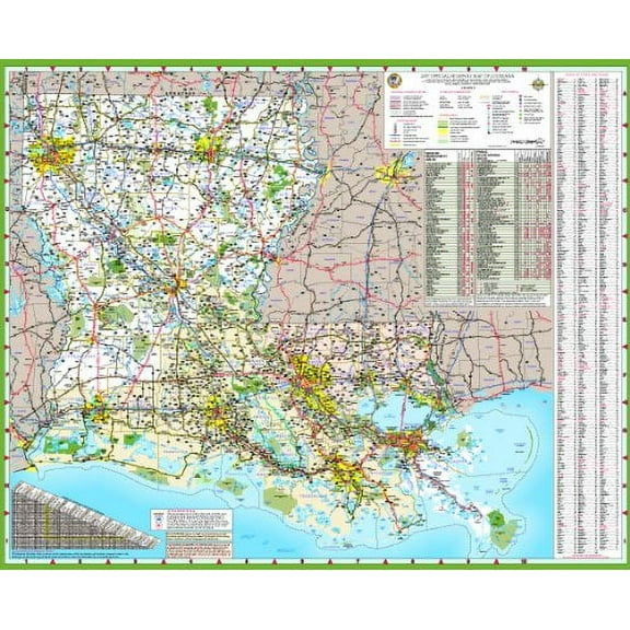 48x58 Louisiana State Official Executive Laminated Wall Map