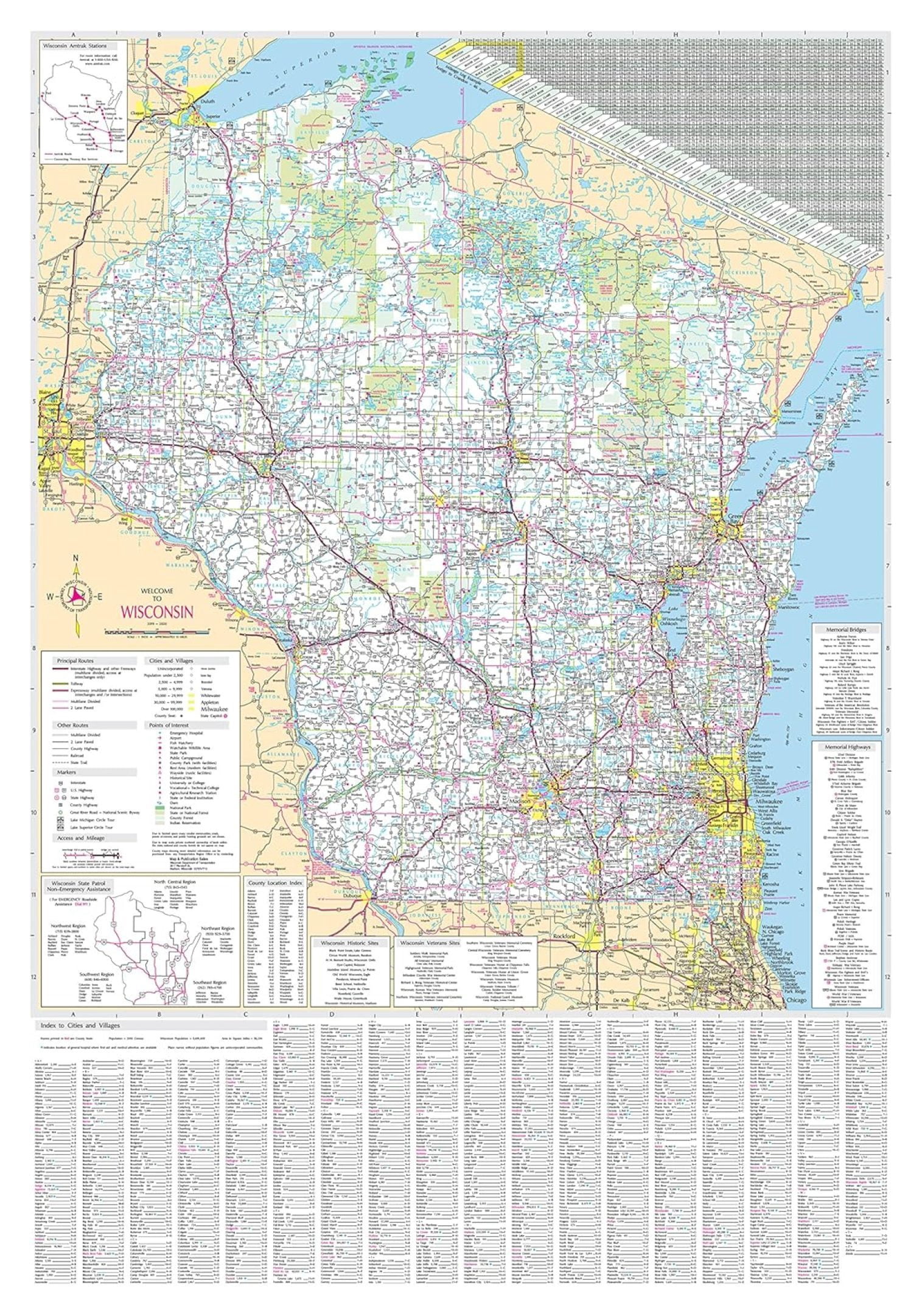 Wisconsin Offical Wisconsin State Map Wisconsin State Official Executive Laminated Wall ...