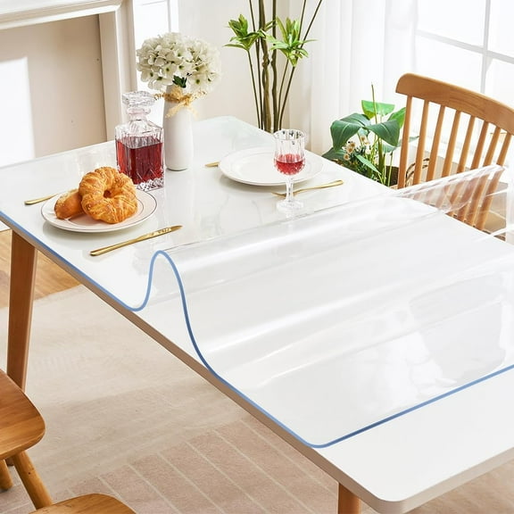 Clear Table Protector Cover Mat - 48" x 72" Rectangular PVC Vinyl Tablecloth Desk Pad for Dining Room, Office, Kitchen, Glass, Marble, Wood, and More