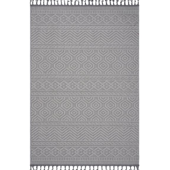 48x74in Geometric White Floor Mat / Multiple Sizes, Easy to Maintain