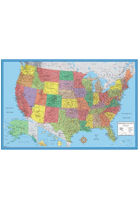 48x78 United States Classic Premier Laminated Wall Map Poster