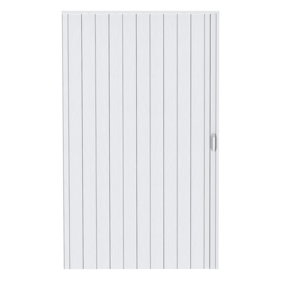 48x80in PVC Accordion Folding Door, Single Panel Interior Door for Closet & Pantry, Space Saving Design with Latch & Handles, Includes Hardware, White