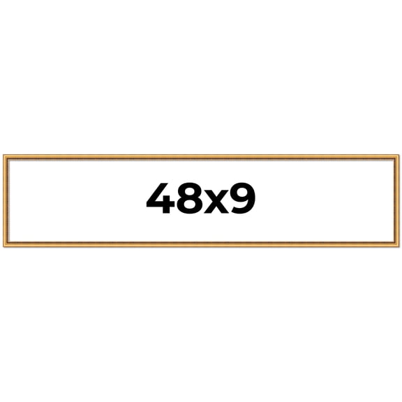 48x9 Frame Beaded Gold Solid Wood Picture Frame | 0.75 Inches Moulding Width | Liscio Oro