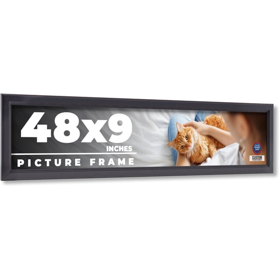 48x9 Frame Black Passaggi Solid Wood Picture Frame Width 1.5 Inches | Interior Frame Depth 0.5