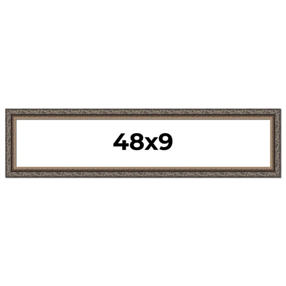 48x9 Frame Black Real Wood Picture Frame Width 2 inches | Interior Frame Depth 0.5 inches | Fitz