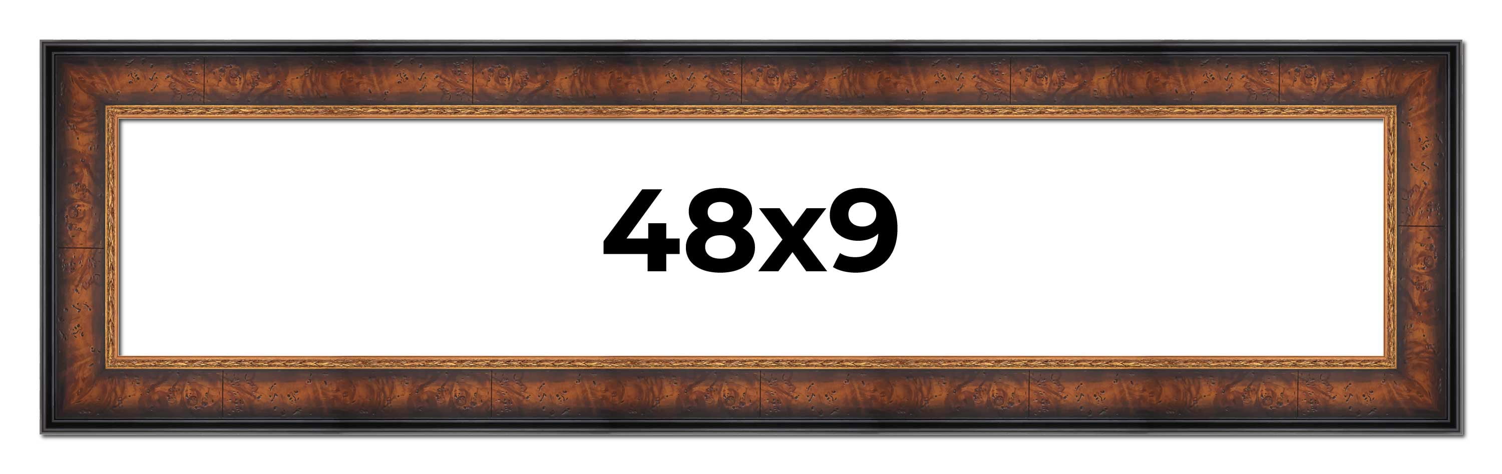 48x9 Frame Brown Walnut Gold Ornate Trim Solid Wood Plein Air Picture ...