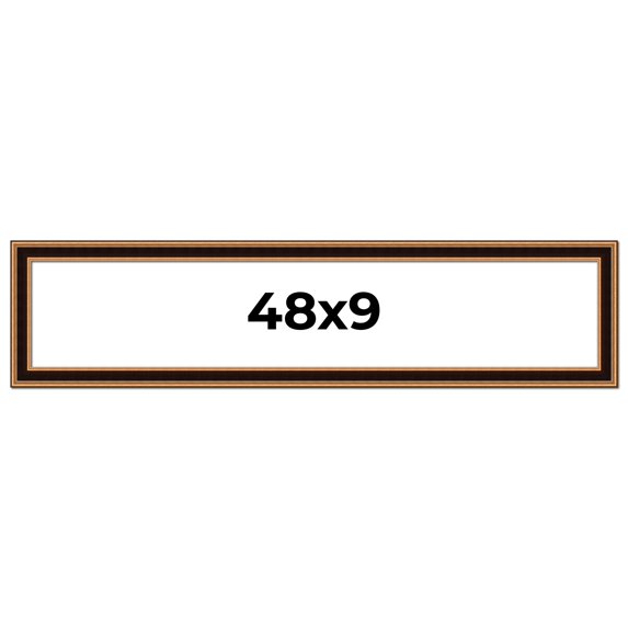 48x9 Frame Gold Brown Plein Air Vintage Solid Wood Picture Frame | 1.75 Inches Moulding Width |