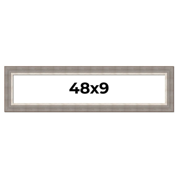 48x9 Frame Grey Real Wood Picture Frame Width 2.75 Inches | Interior Frame Depth 0.5 Inches | Linus