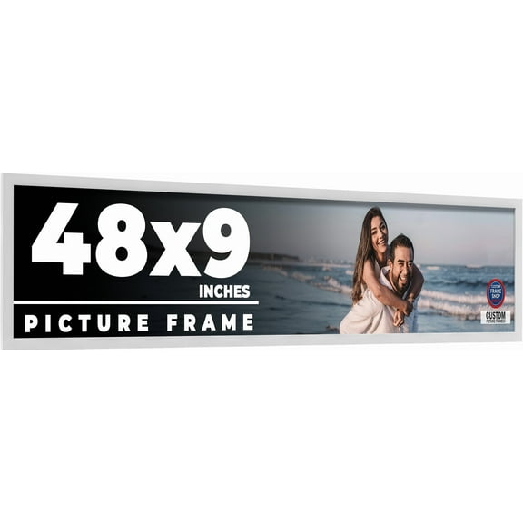 48x9 Frame White Real Wood Picture Frame Width 0.75 inches | Interior Frame Depth 0.5 inches |
