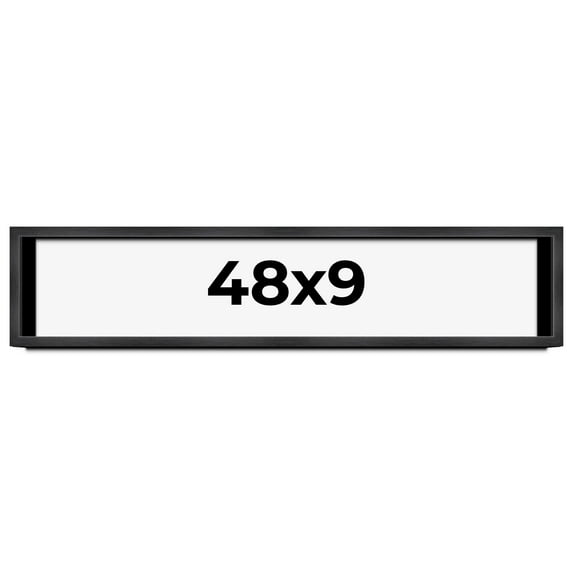 48x9 Shadow Box Frame Grey Charcoal Black | 0.875 Inches Deep | Wood Shadowbox Display Frame | UV