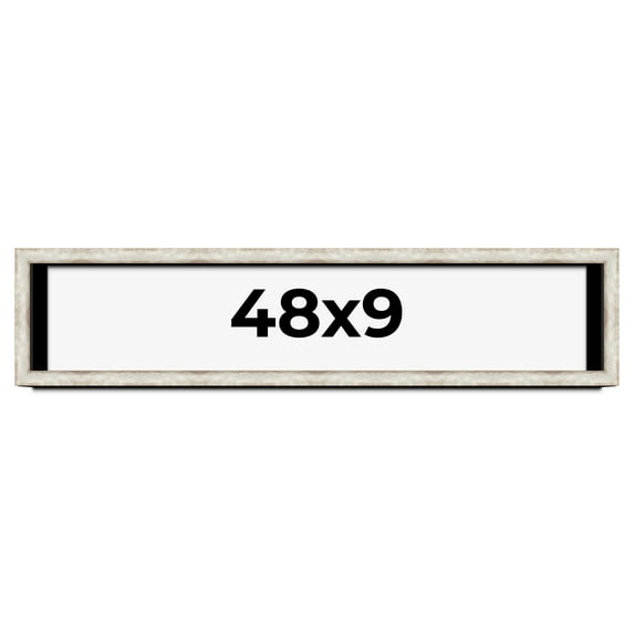 48x9 Shadow Box Frame Silver | 1.625 Inches Deep Real Wood Contemporary Shadowbox Display Frame |