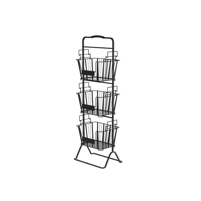 49.10 x 11.40 x 16.50 in. 3-Tier Metal Wire Storage Basket Stand with Removable Baskets, Black