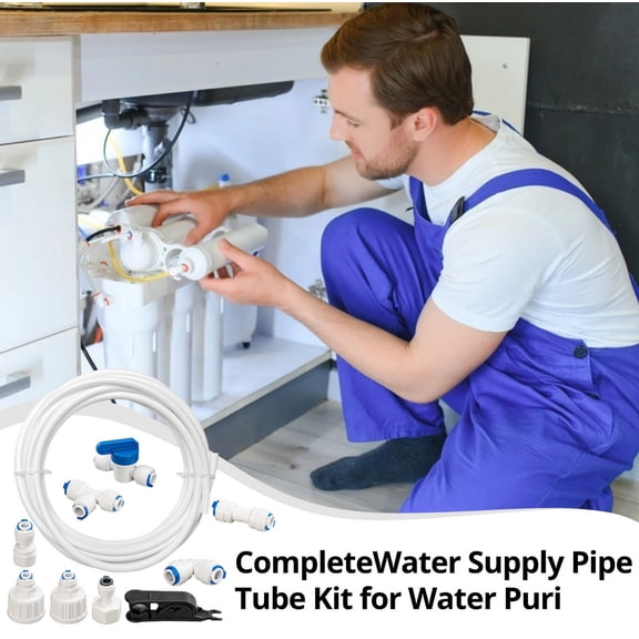49.2 Ft Refrigerator Water Line Tubing Set, Complete Ice Maker Supply Pipe Kit, Fridge Connector Parts for Easy Setup